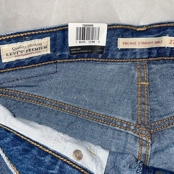 Levi’s Premium Ribcage Straight Leg Ankle Super High Rise Denim Jeans New Sz 27 - Picture 12 of 16